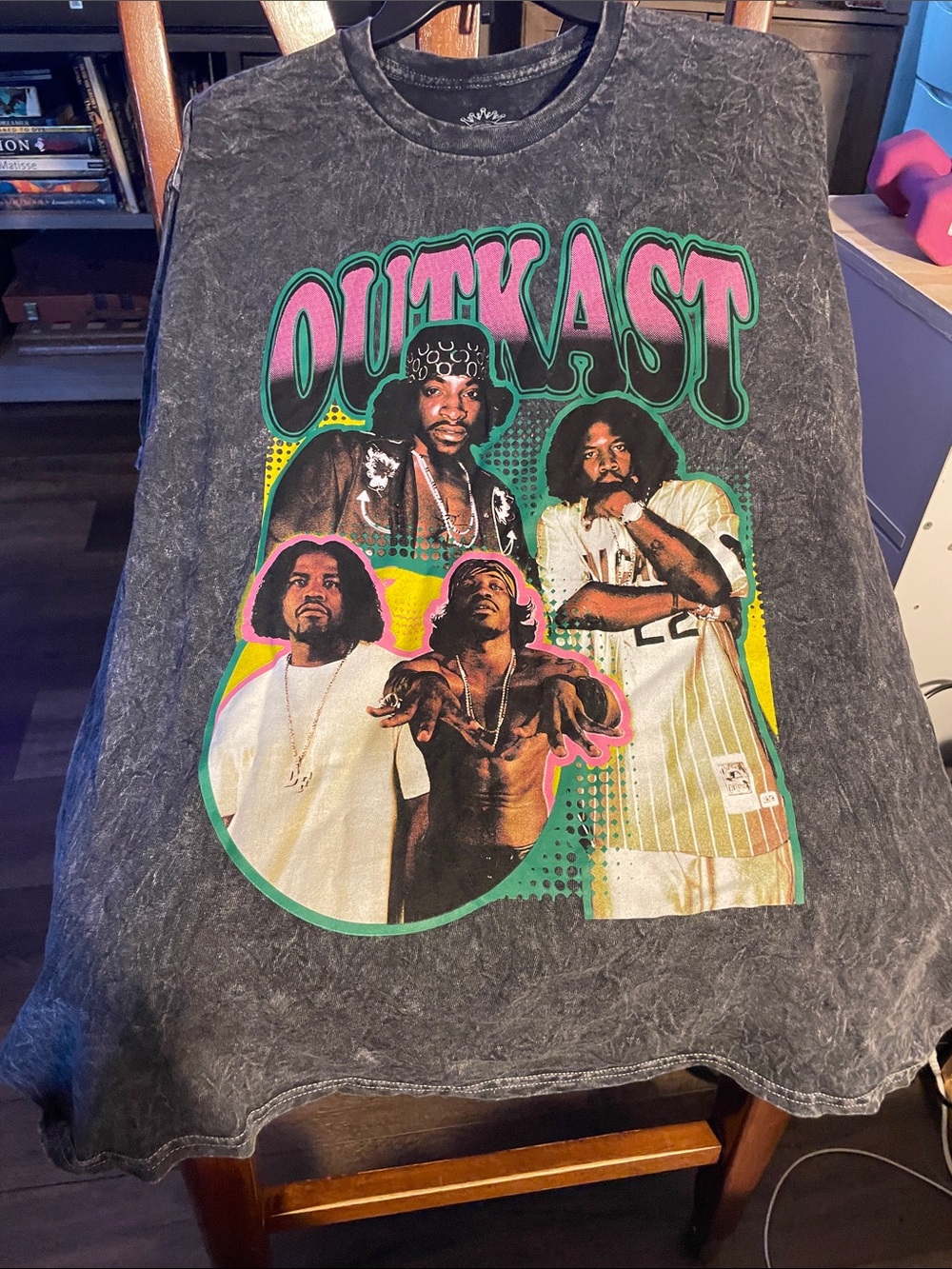 OutKast Graphic Tee - Black with Pink & Green Accents